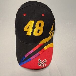 NASCAR Jimmie Johnson #48 Racing Hat Mens OSFA Black Yellow Embroidered Cap